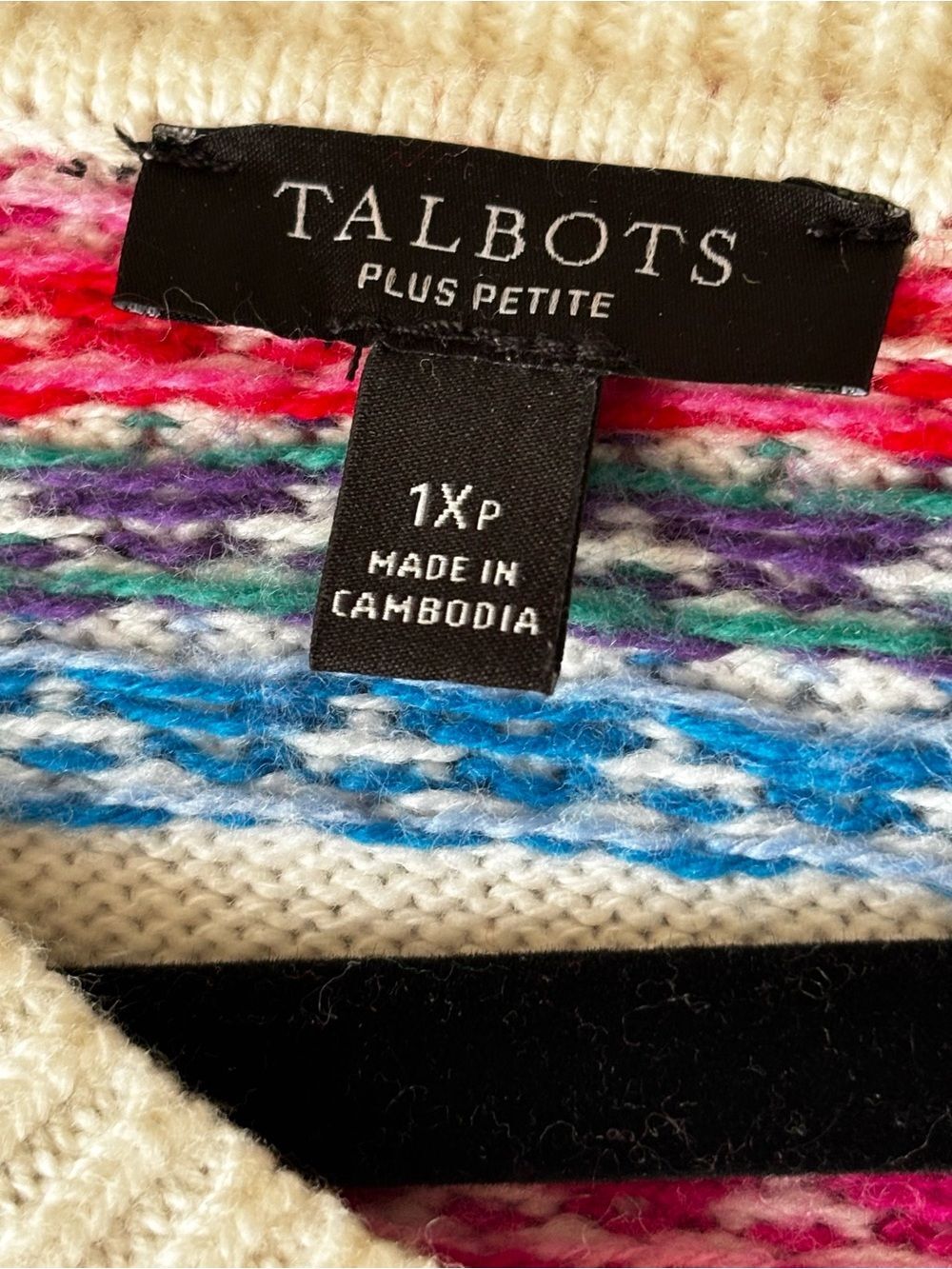Talbots Crewneck Sweater Wave Jacquard Size 1XP - Picture 4 of 5
